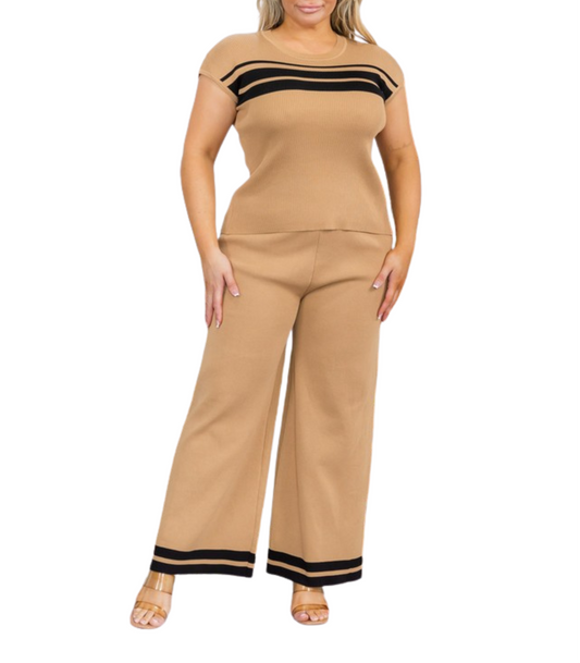 Knit Stretchy Pants Set-Curvy