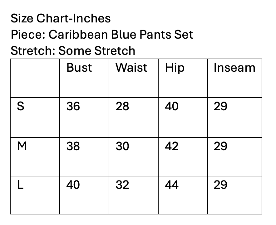 Caribbean Blue Pants Set