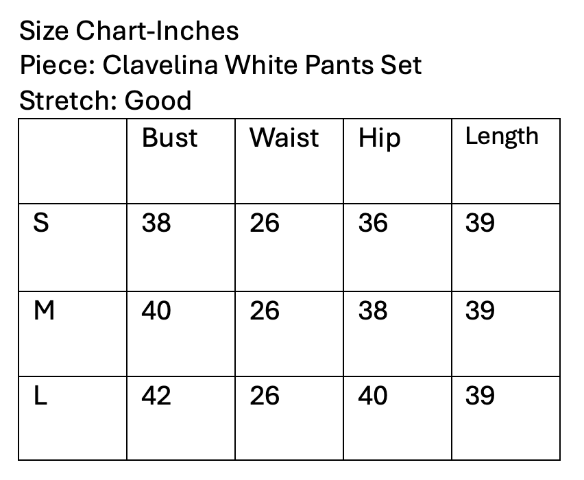 Clavelina White Pants Set