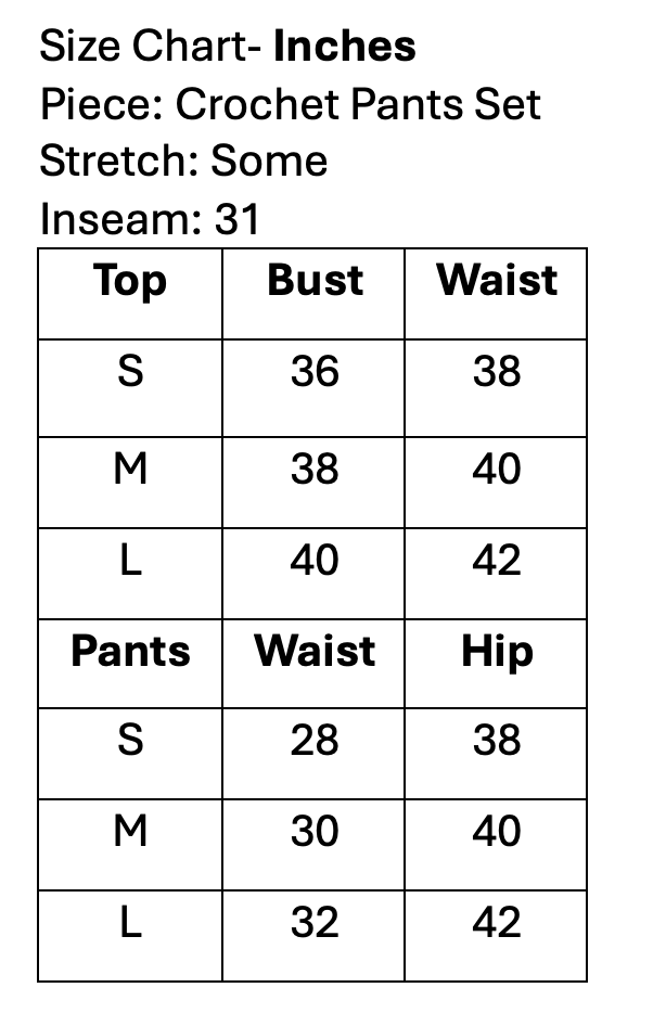 Crochet Pants Set