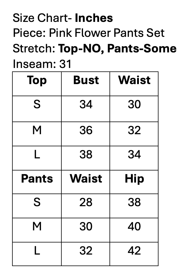 Pink Flower Pants Set