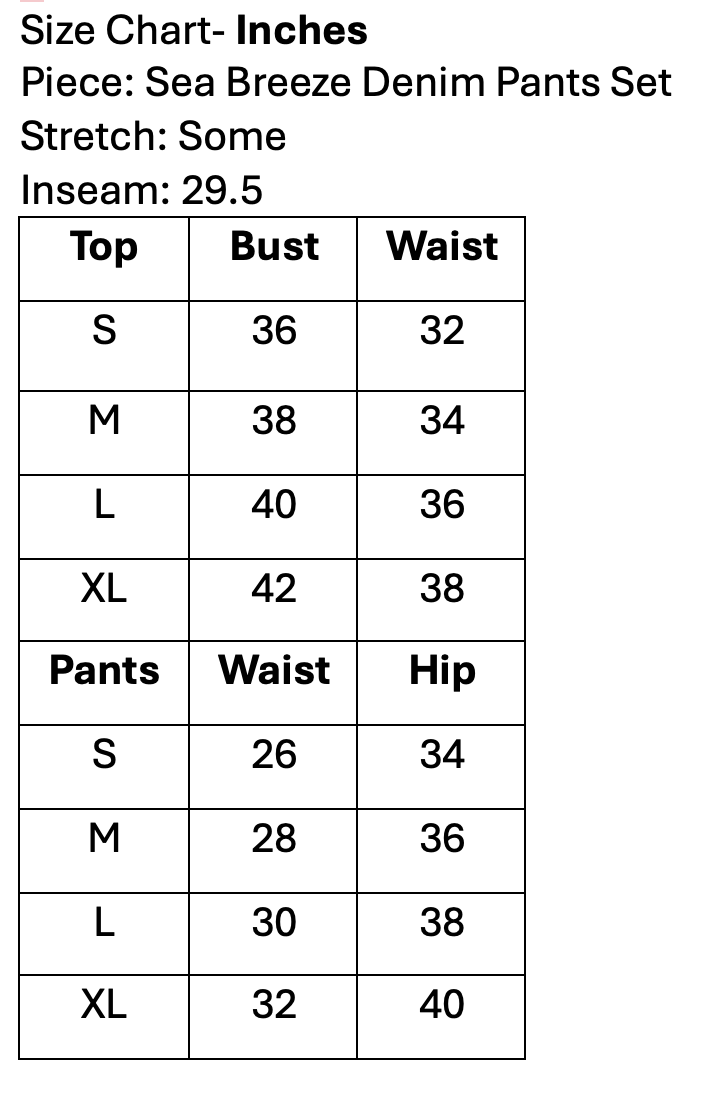 Sea Breeze Denim Pants Set