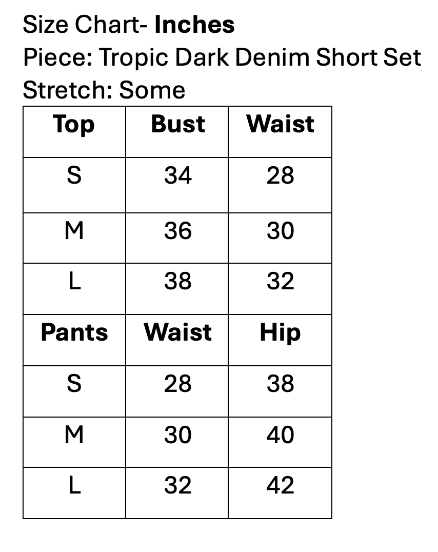 Tropic Dark Denim Short Set