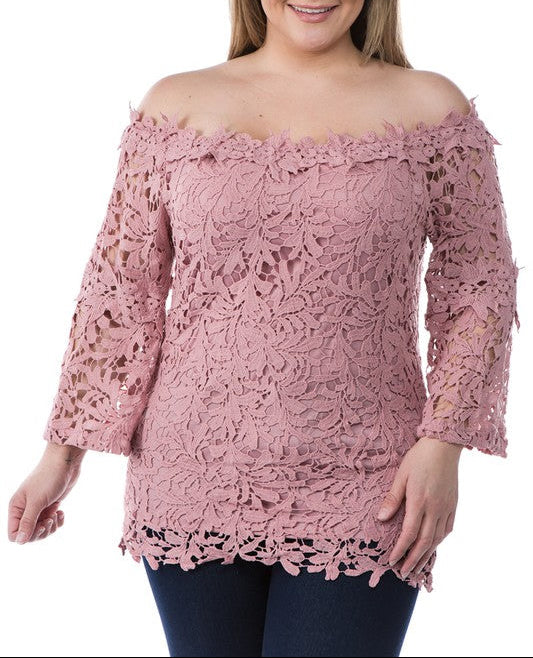 Off Shoulder Crochet Top- Curvy
