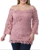 Off Shoulder Crochet Top- Curvy