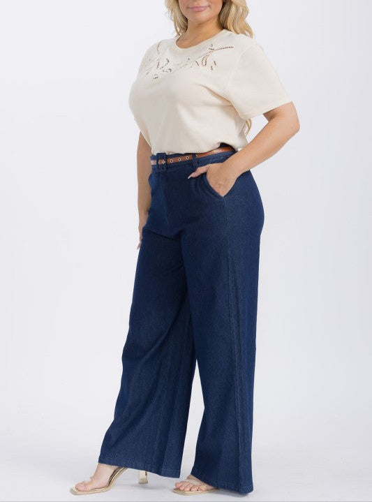 Denim Pants Belted-Extraordinary