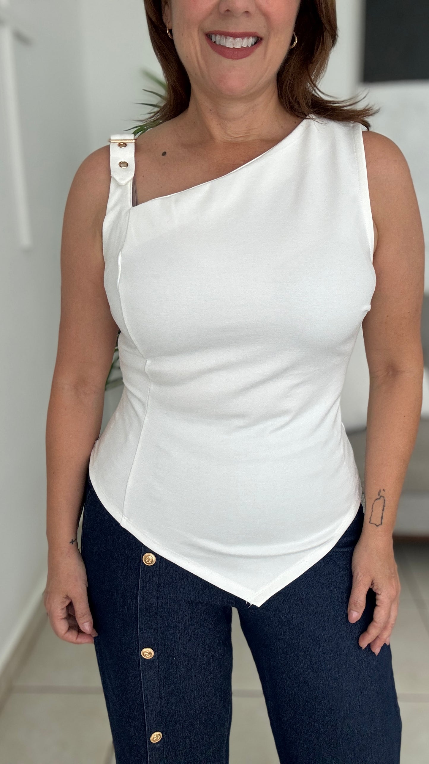 Asymmetrical White Top