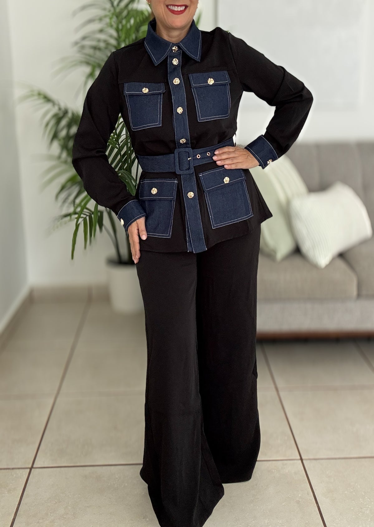 BLACK & DENIM PANTS SET