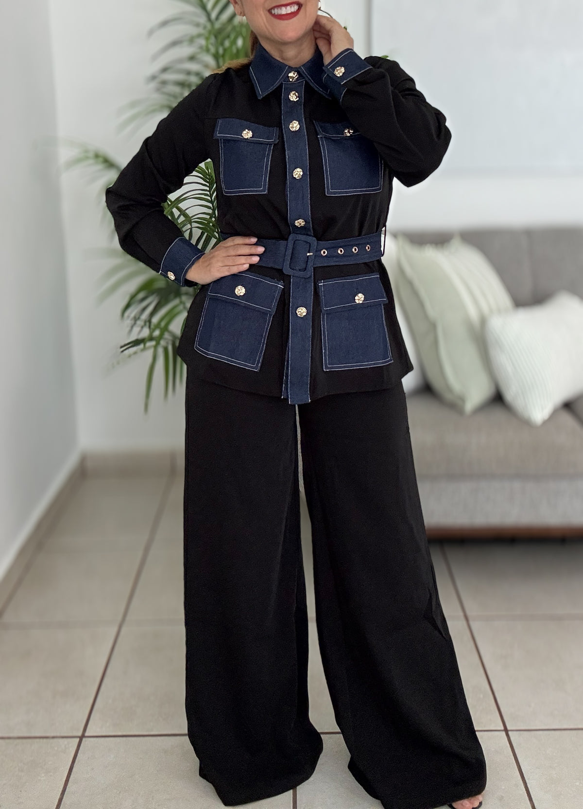 BLACK & DENIM PANTS SET
