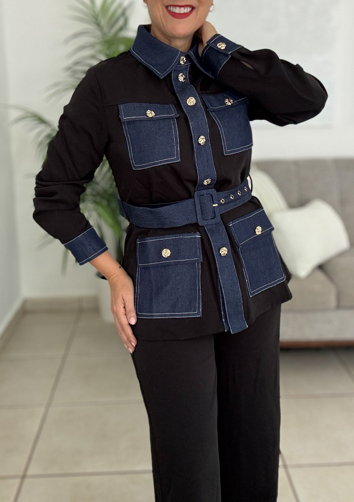BLACK & DENIM PANTS SET