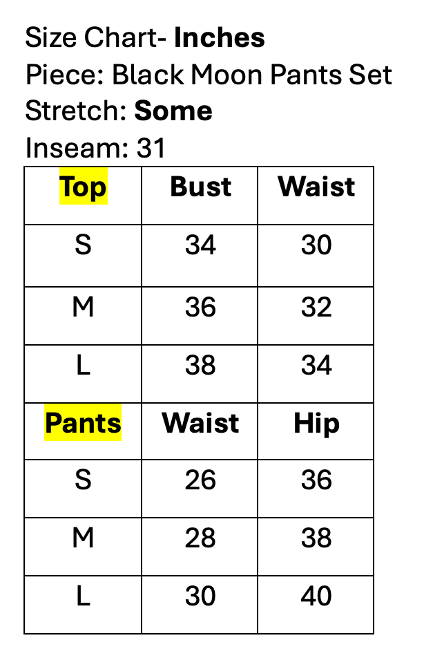 Black Moon Pants Set