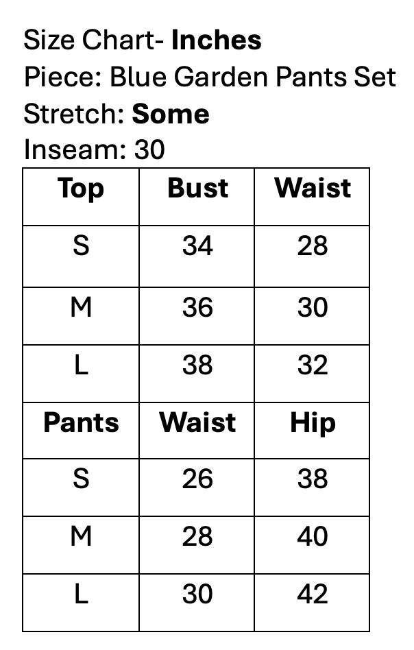 Blue Garden Pants Set