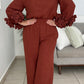 Brown Flowers Pants Set