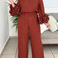 Brown Flowers Pants Set