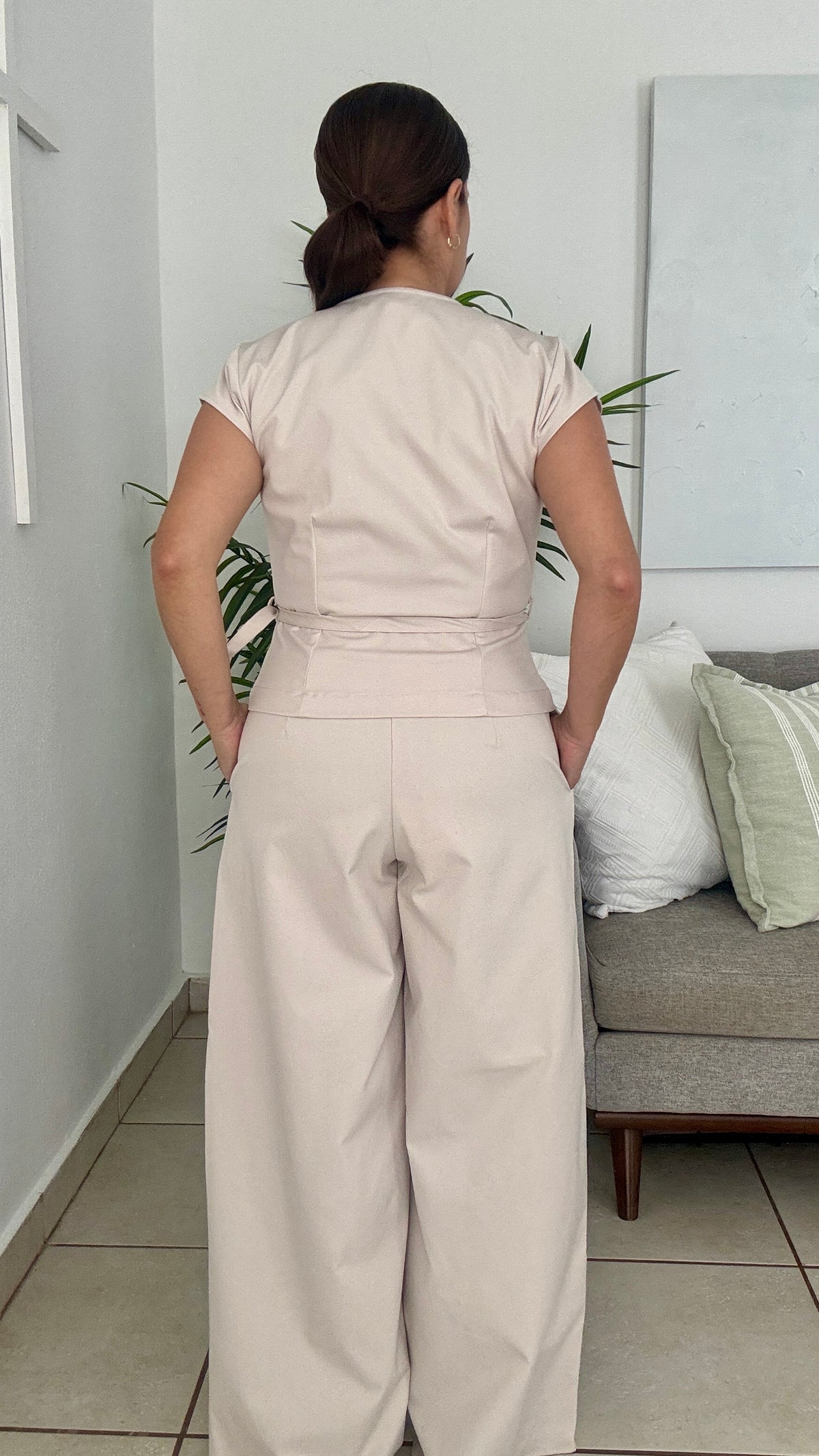 Brown Leaves Pants Set