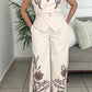 Brown Leaves Pants Set