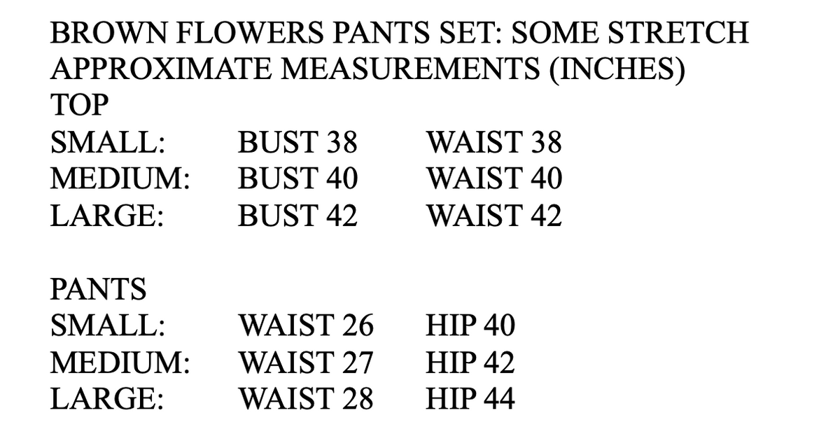 Brown Flowers Pants Set