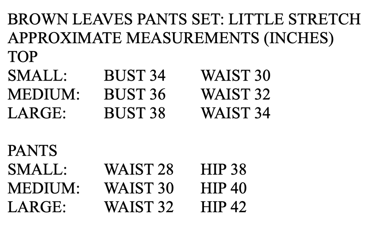 Brown Leaves Pants Set