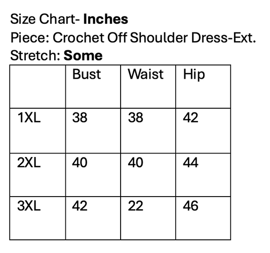 Crochet Off Shoulder Dress-Curvy