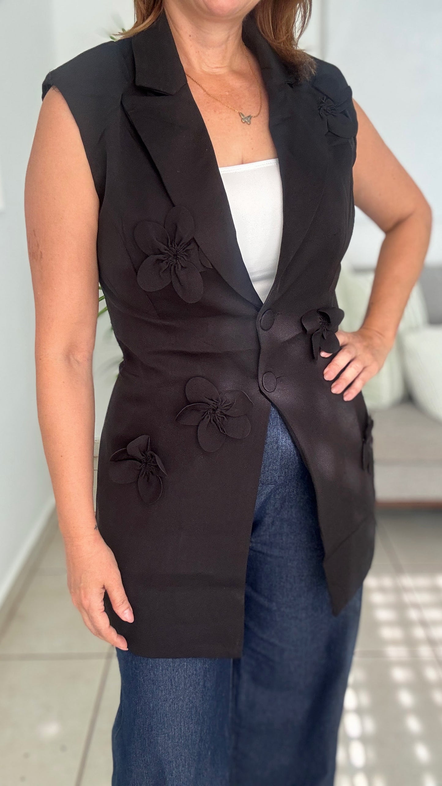 Flower Vest Black