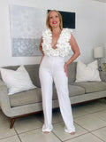 Elegant Ruffled Top Jumpsuit- Ivory