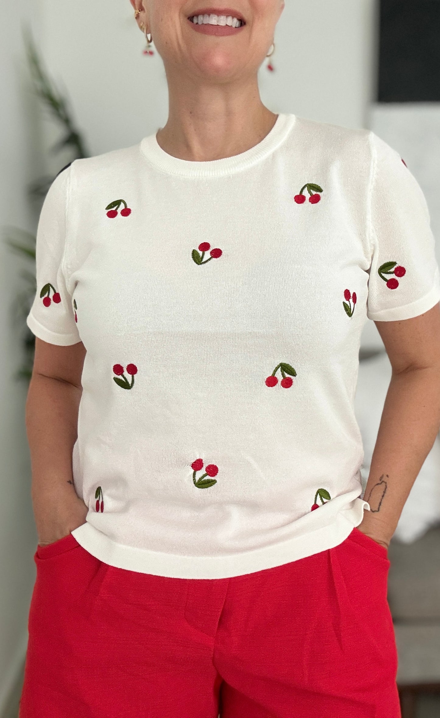 Cherry Off White Shirt