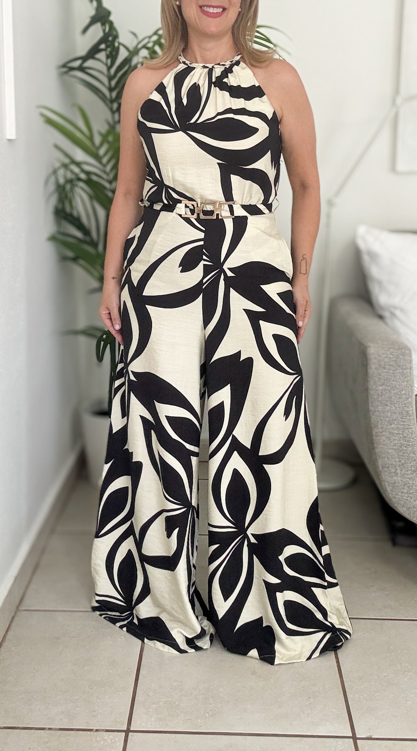 Black Leaf Jumpsuit