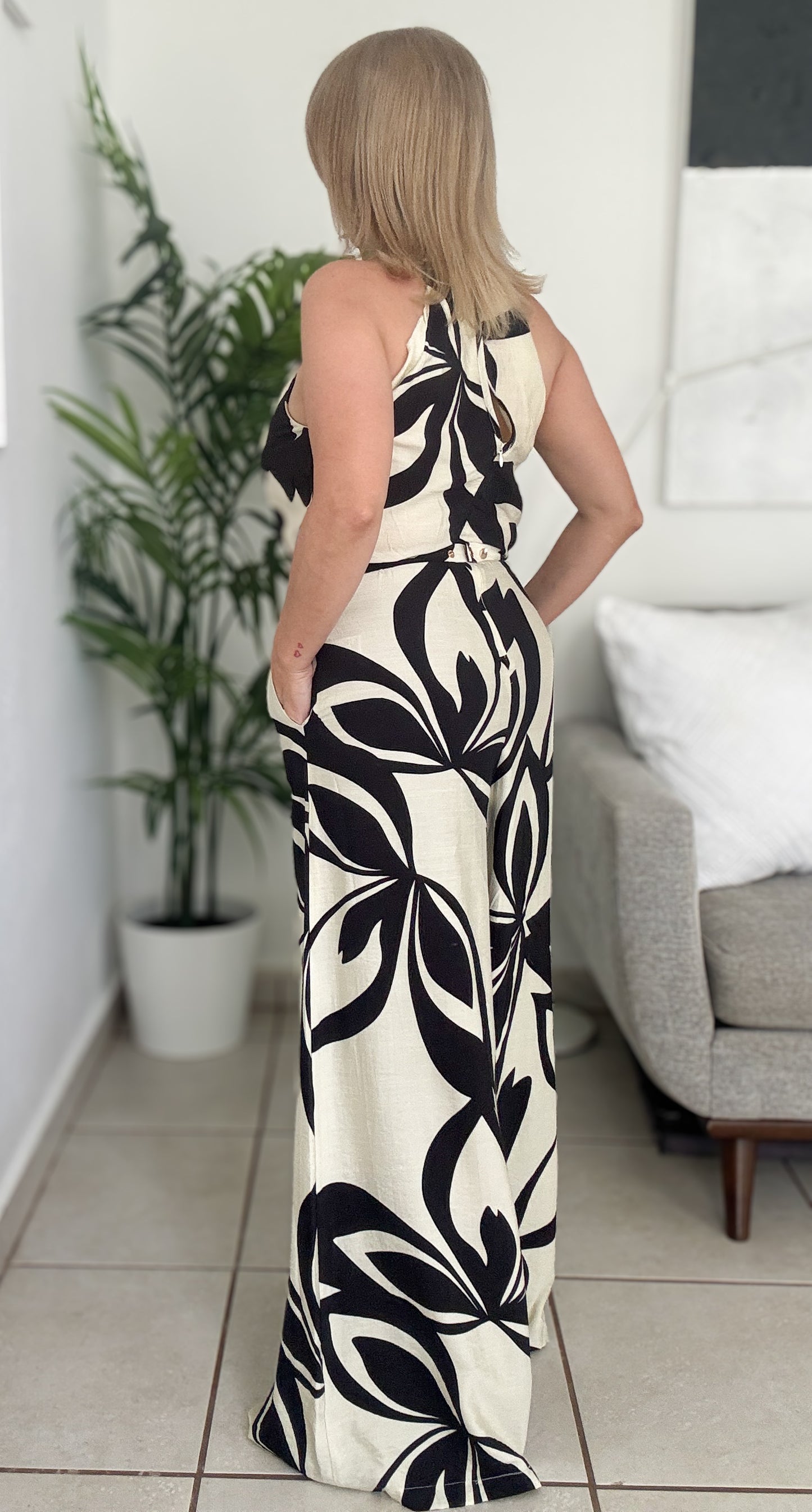 Black Leaf Jumpsuit