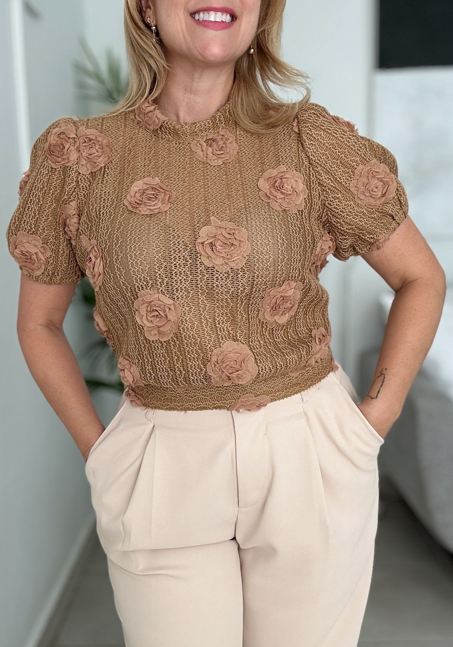 Brown Roses Top