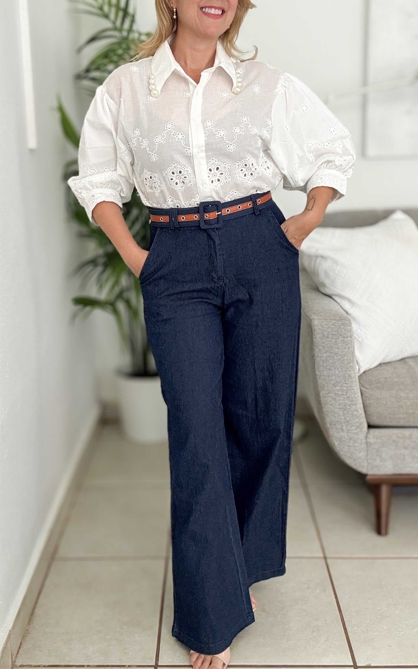 Sea Denim Pants- Belted