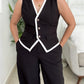 Elegant Flower Pant Set-Black
