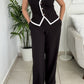 Elegant Flower Pant Set-Black
