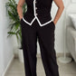 Elegant Flower Pant Set-Black
