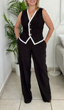 Elegant Flower Pant Set-Black