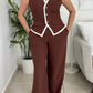 Elegant Flower Pant Set- Brown