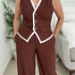 Elegant Flower Pant Set- Brown