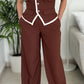 Elegant Flower Pant Set- Brown