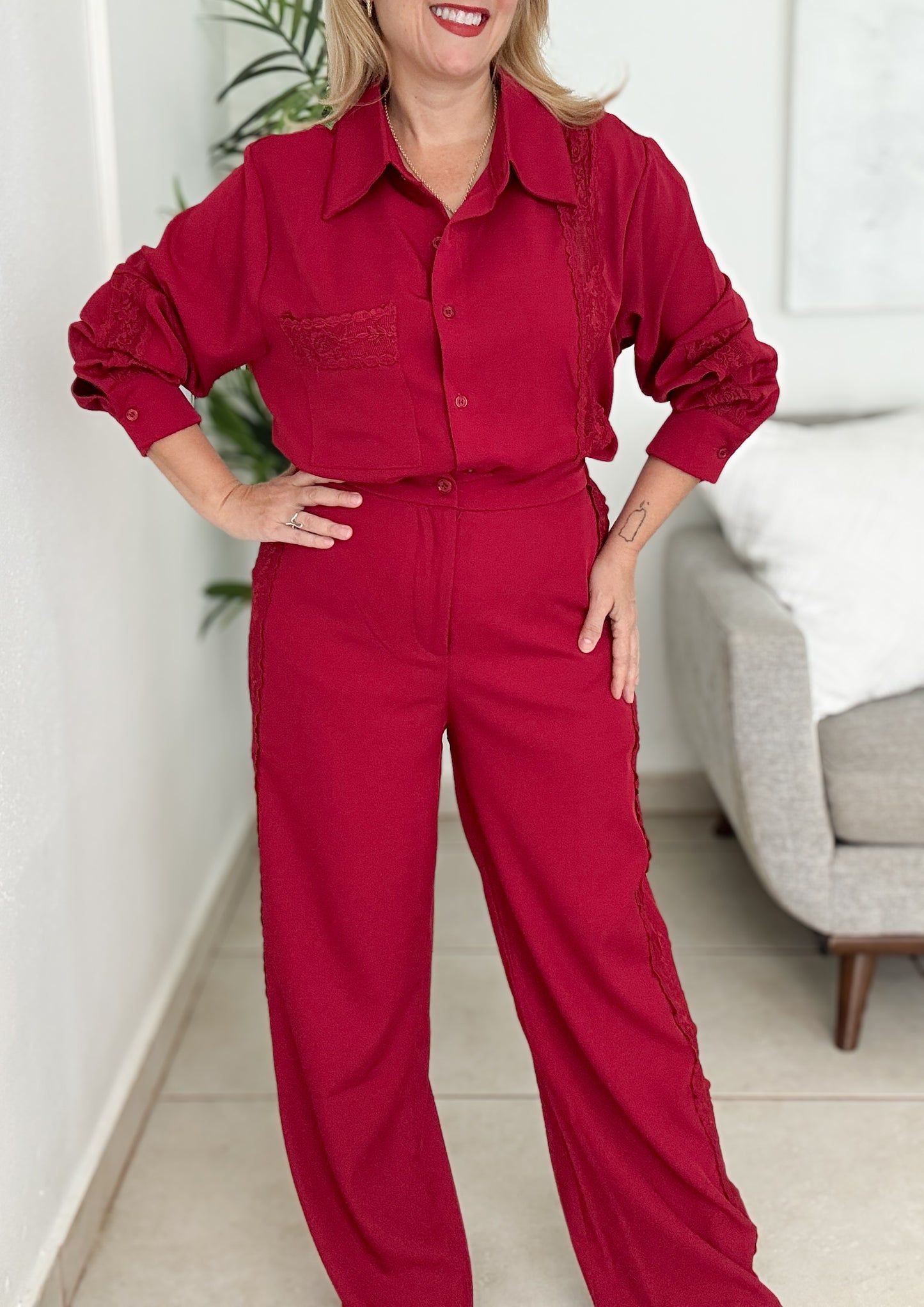 Red Rose Pant Set