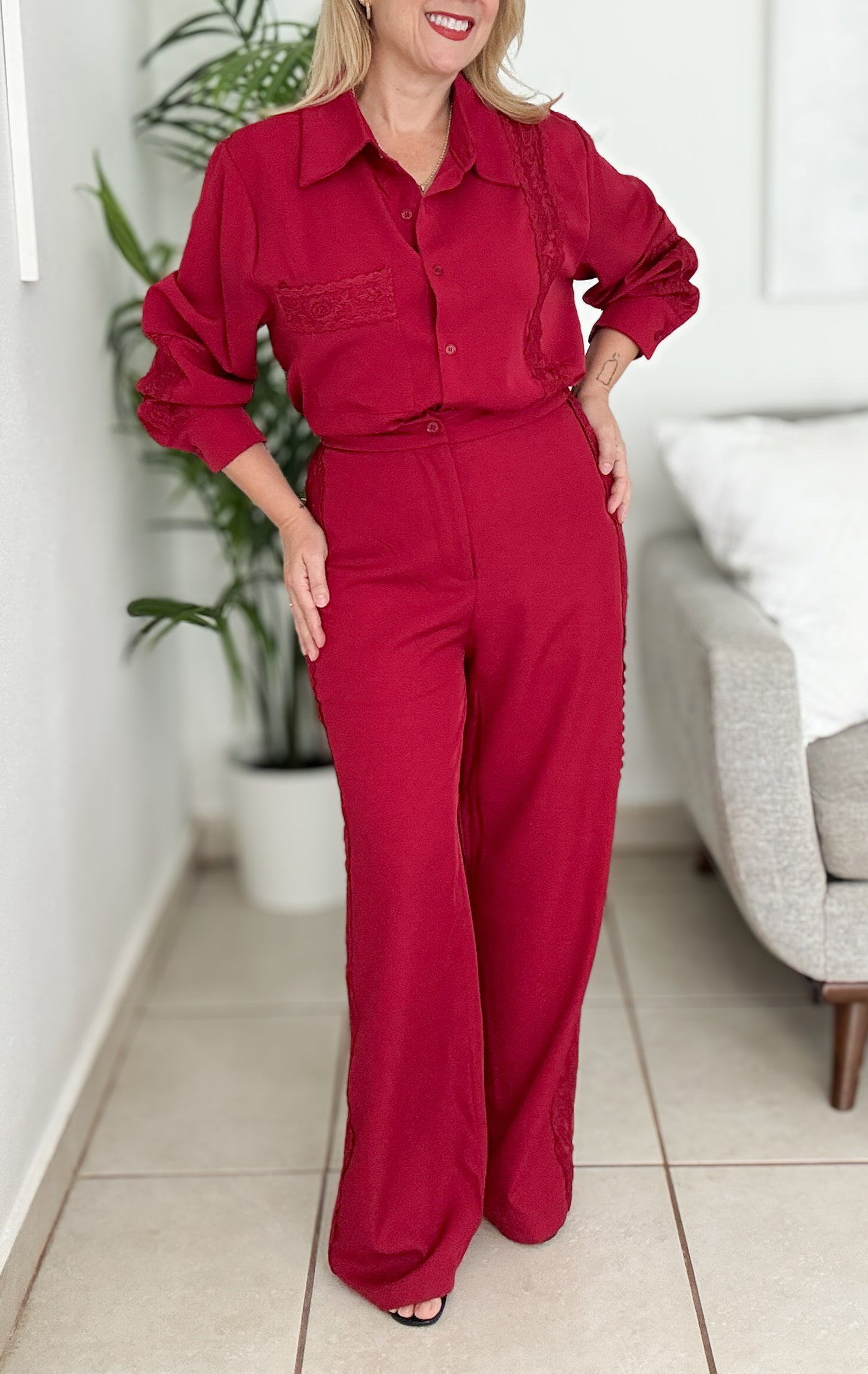 Red Rose Pant Set