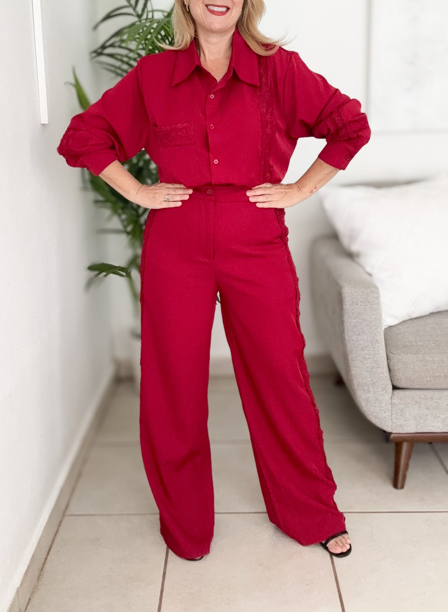 Red Rose Pant Set