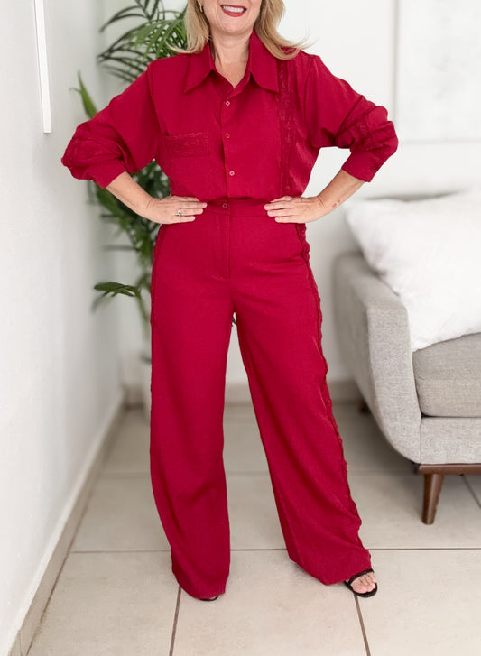 Red Rose Pant Set