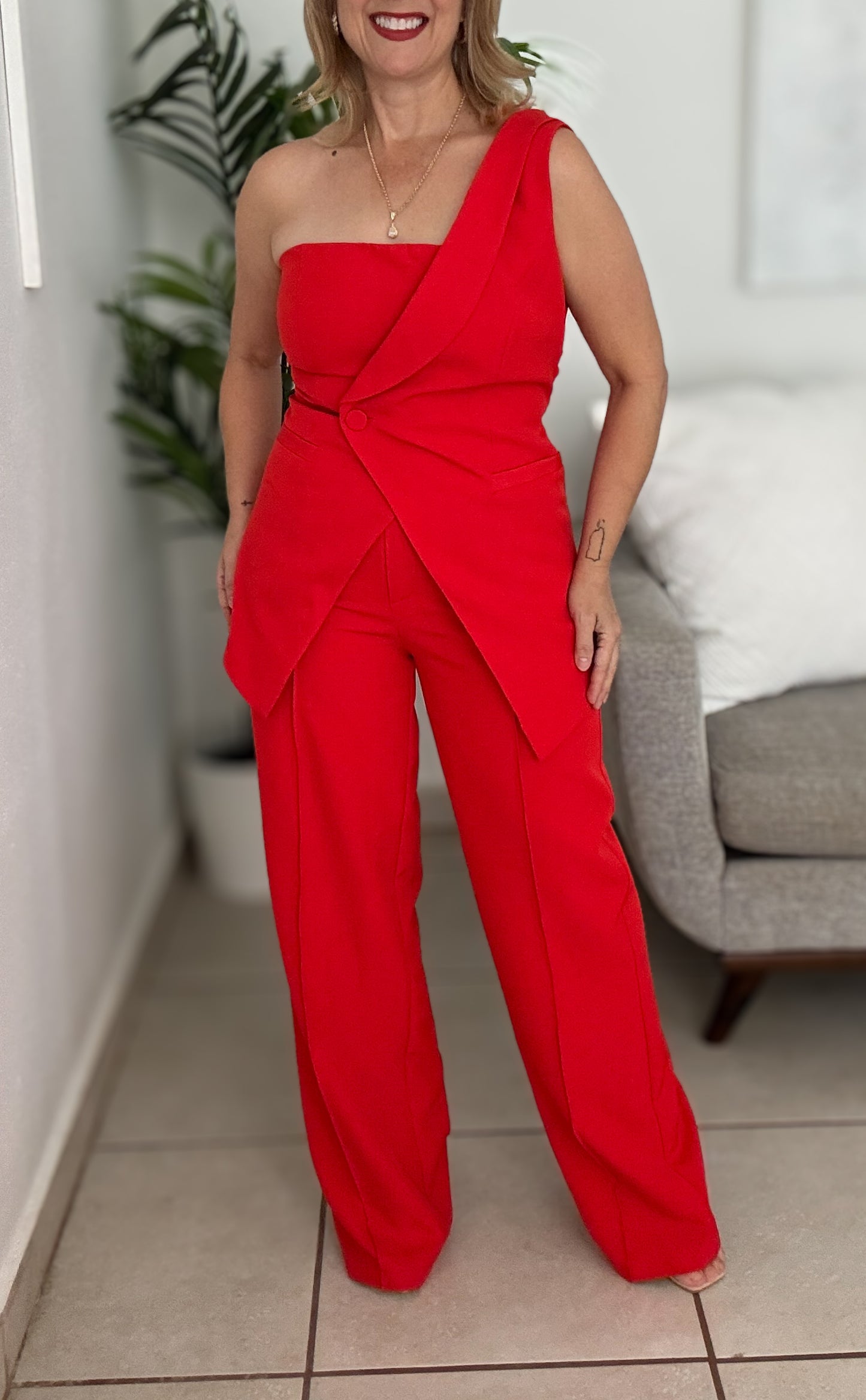 Red Desert Flower Pants Set