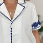 White & Blue Embroidery Top