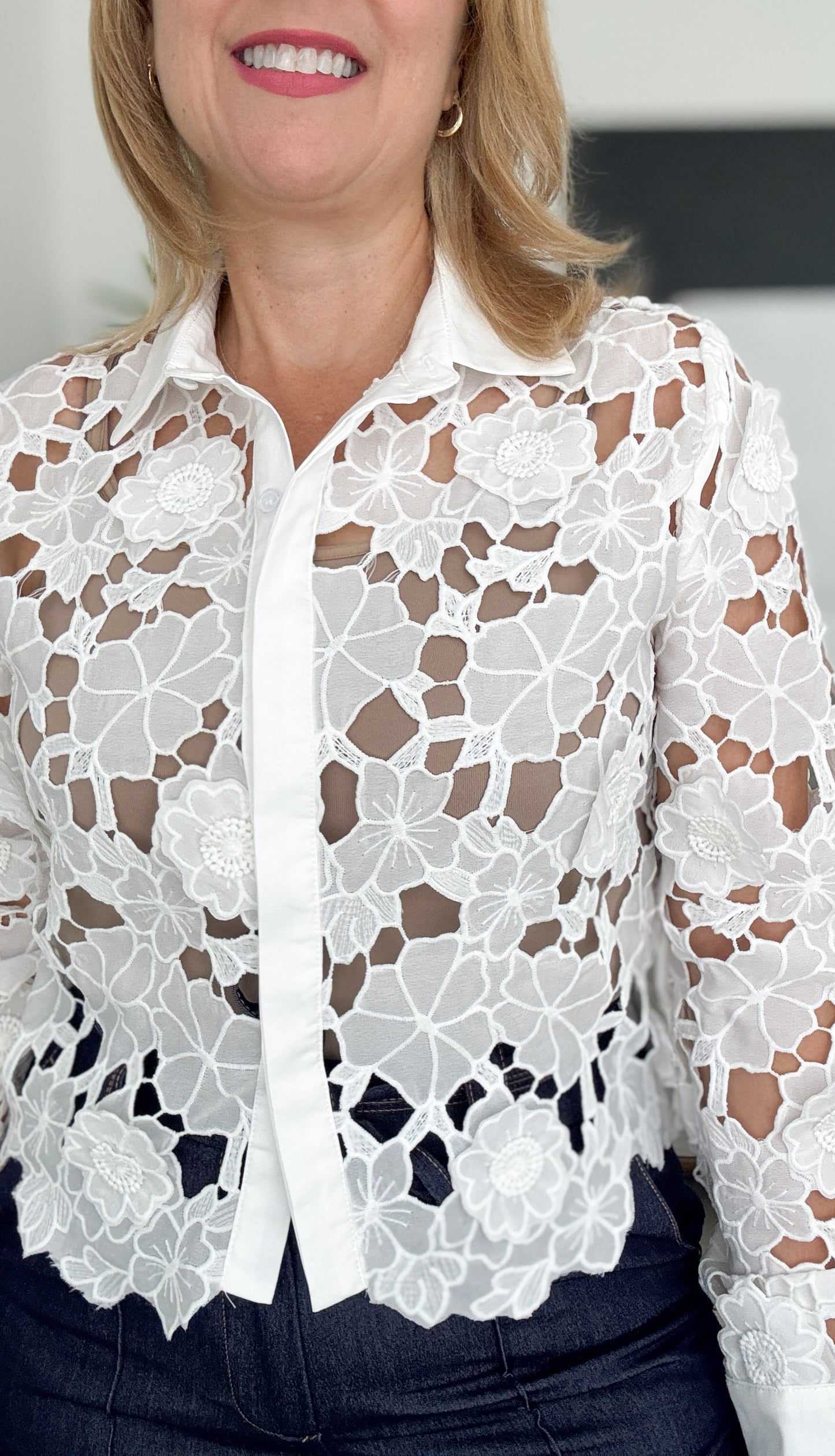 White Blossom Crochet Top