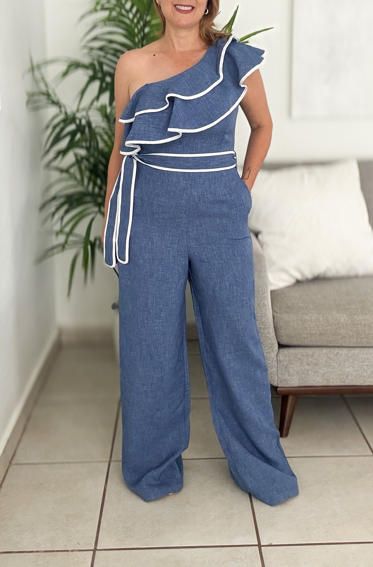 Wave Denim Jumpsuit