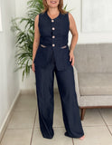Sea Breeze Denim Pants Set
