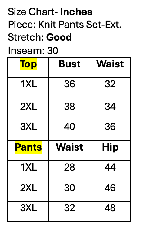 Knit Stretchy Pants Set-Curvy