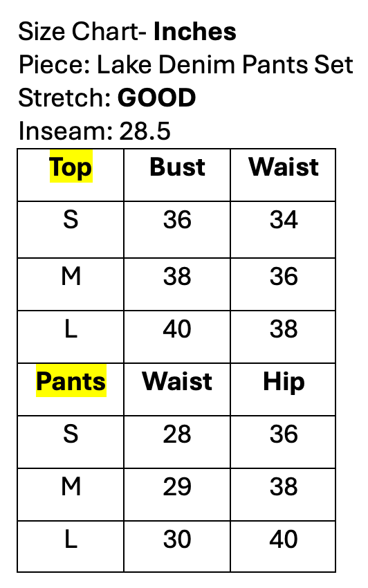Lake Denim Pants Set