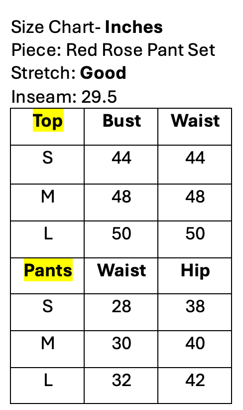 Red Rose Pant Set
