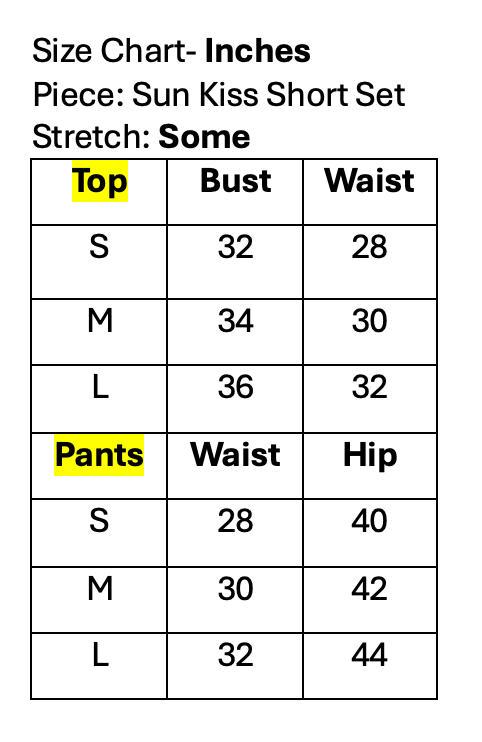 Sun Kiss Shorts Set